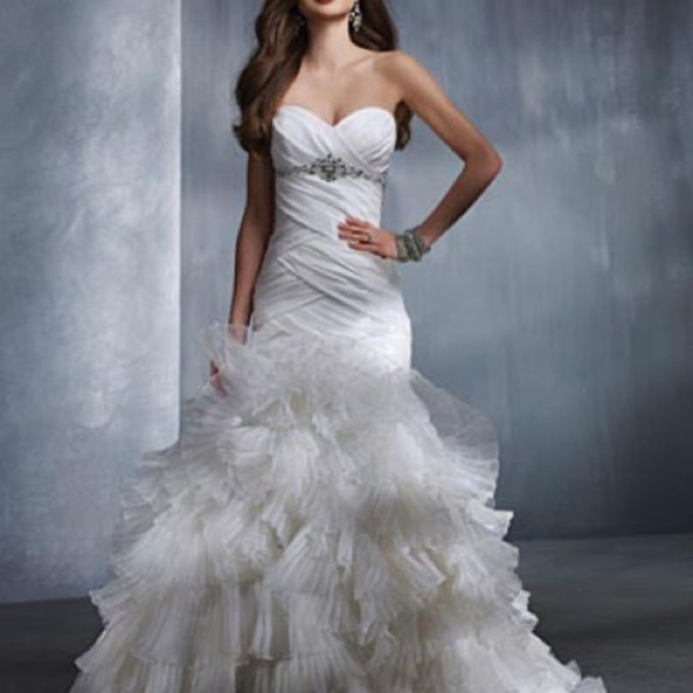 Alfred Angelo 2308 C Diamond White Silver Wedding Gown
